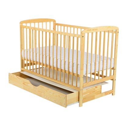 Pătuț Ola BabyNeeds Lemn Masiv cu Sertar, 120x60 cm - imagine 3