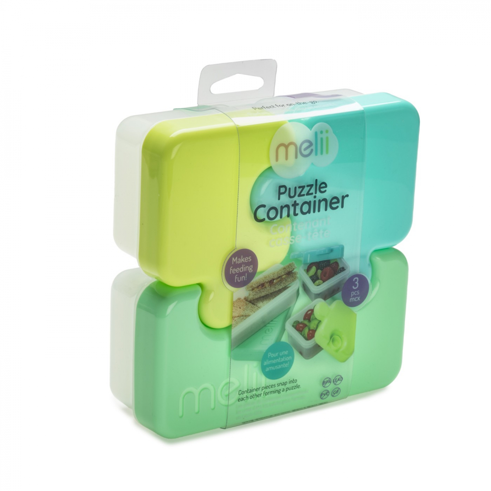 Recipient Puzzle Melii Albastru-Verde, 3 Compartimente