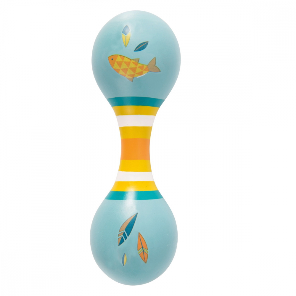 Maracas Dublu Albastru Moulin Roty | Joc Muzical Lemn