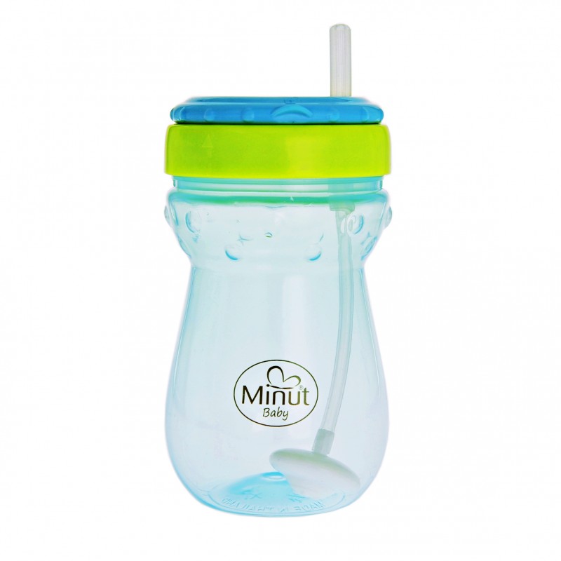 Cana Anticurgere Minut Baby cu Pai Mobil, 360 ml, Albastru - imagine 4