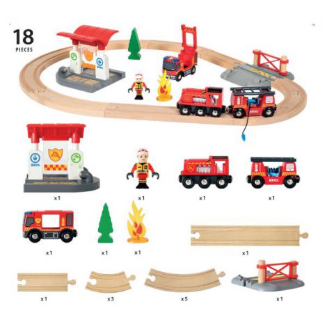 Set Pompieri BRIO 33815 - Trenulet Lemn - imagine 7