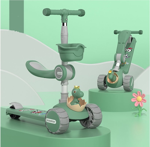 Trotineta Pliabilă Green Dino Nichiduta cu Muzică și LED - imagine 4