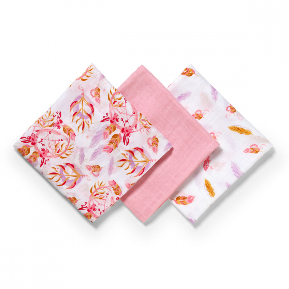 Set 3 scutece Baby Ono Bamboo, bumbac și bambus, roz - imagine 2