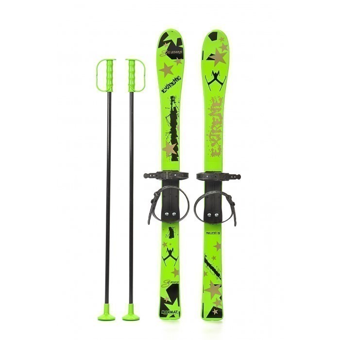 Schiuri Copii Marmat 90 cm, Verde, cu Bete