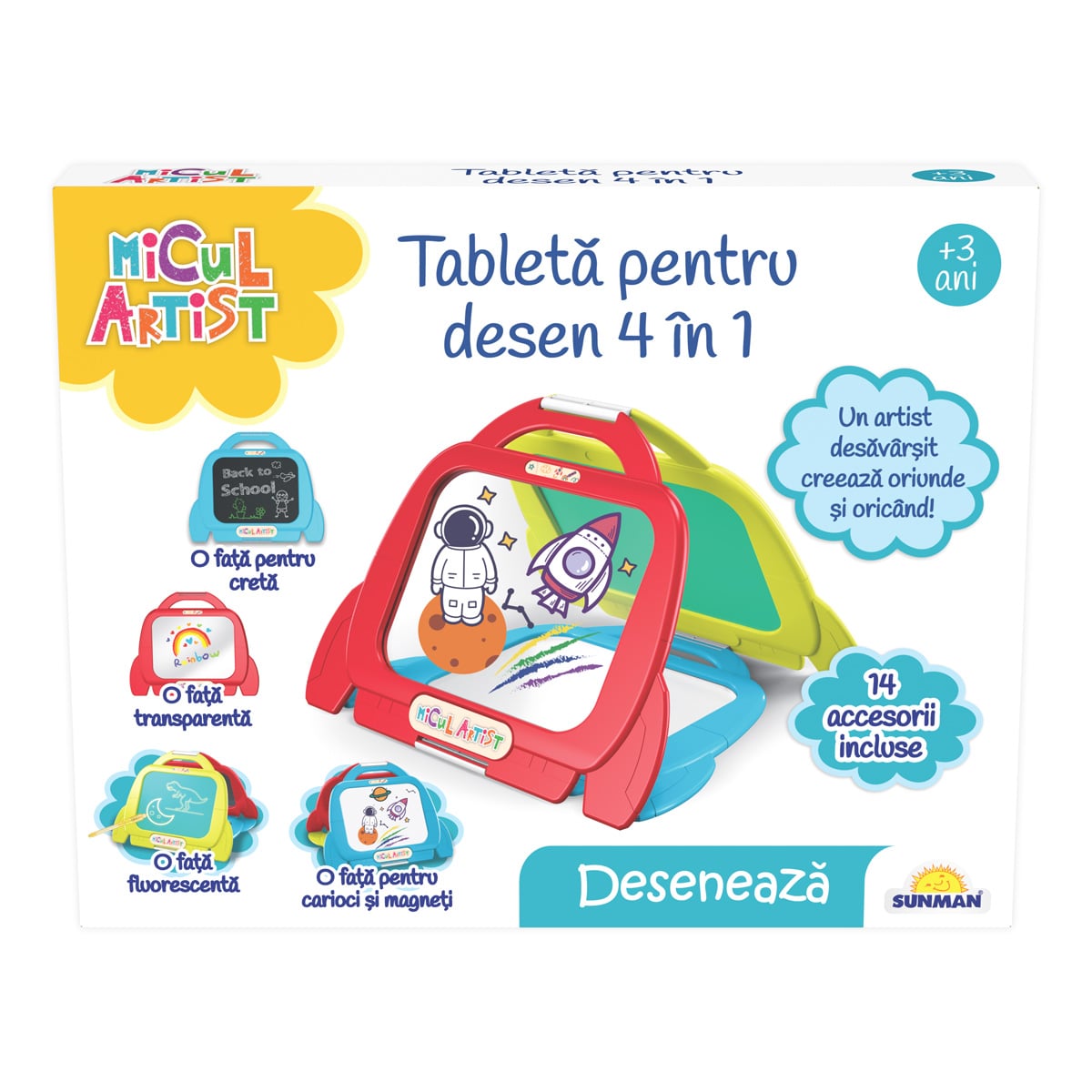 Tableta Desen 4 in 1 Micul Artist, 14 Accesorii