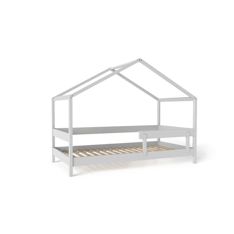 Pat tip casuta YappyHytte Bed, Lemn FSC, 160x80 cm, Gri - imagine 4