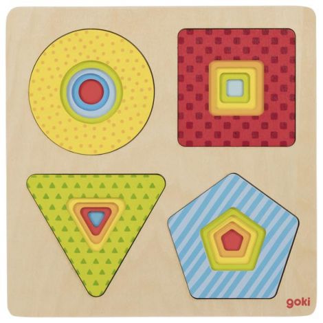 Puzzle Forme Geometrice Goki | Lemn Educativ - imagine 2
