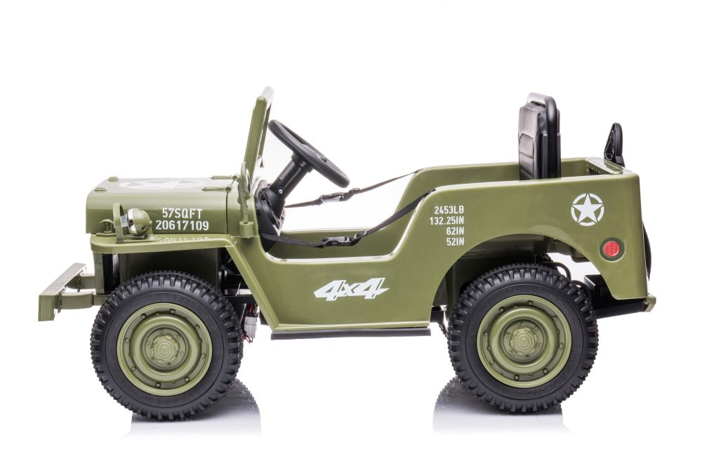 Masinuta Electrica 4x4 Leantoys Olive Green - imagine 4