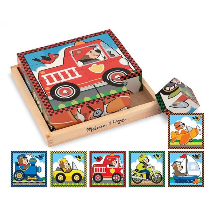 Cuburi Vehicule Melissa & Doug - Puzzle Lemn