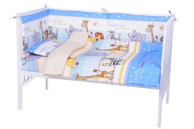 Lenjerie Patut Safari Blue 5 Piese Nichiduta - imagine 2