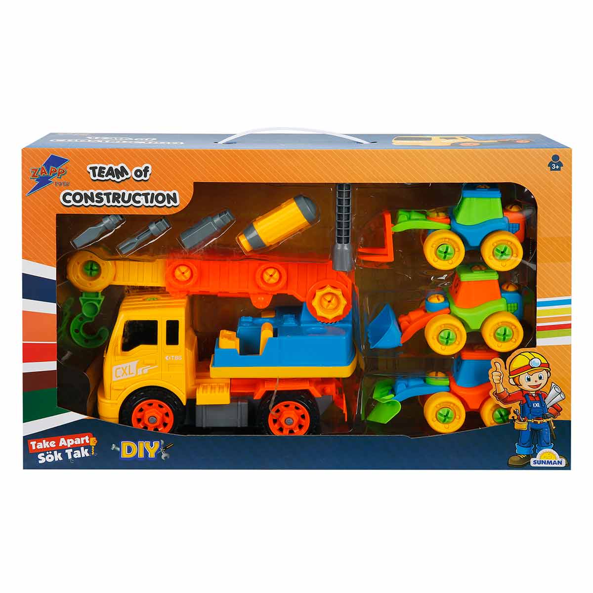 Set 4 Vehicule Constructie Zapp Toys cu Macara
