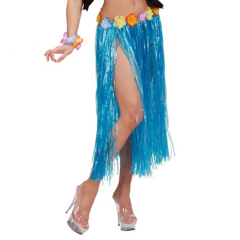 Costum Hawaii Fusta Flori Albastra | Widmann - imagine 2