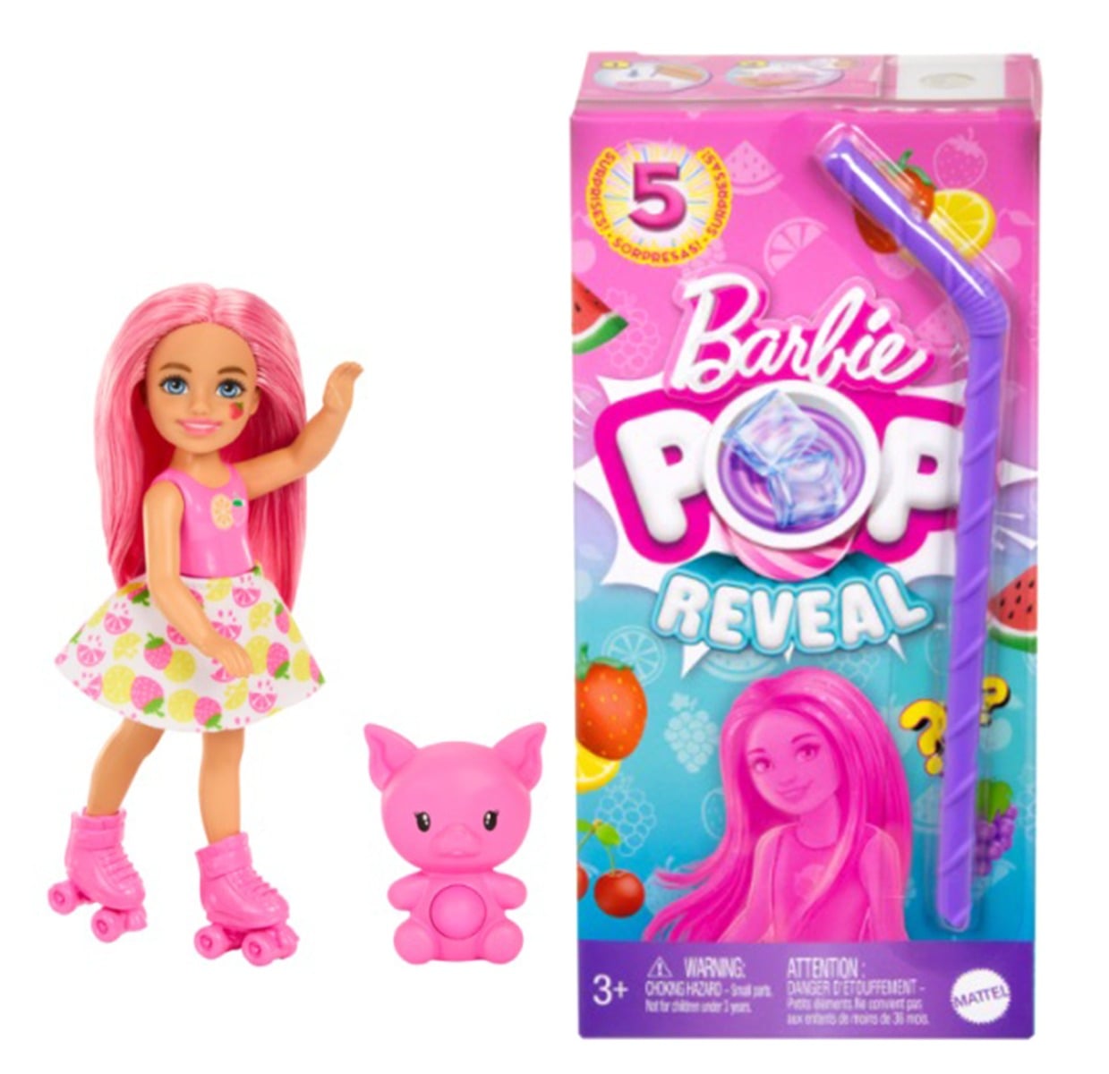 Păpușă Barbie Chelsea Pop Reveal Fruit, 5 Surprize