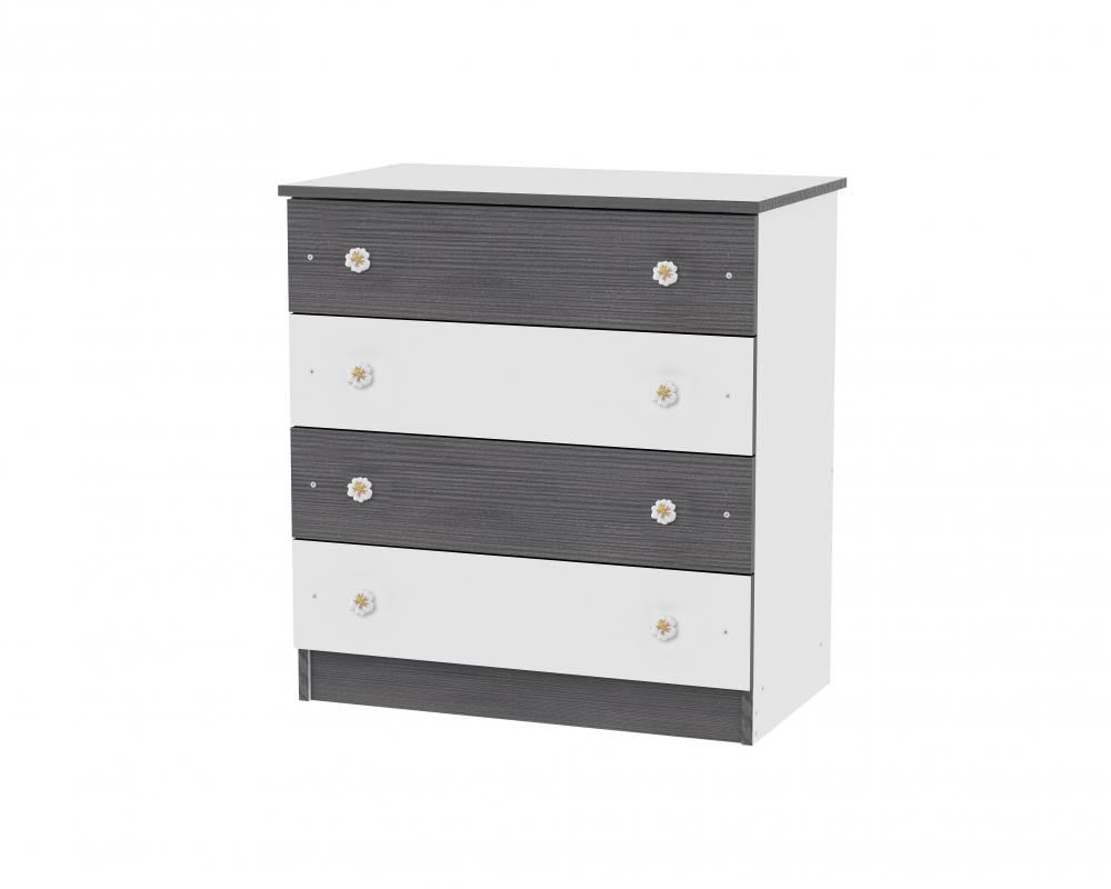 Comoda Lemn 4 Sertare Lorelli White Graphite