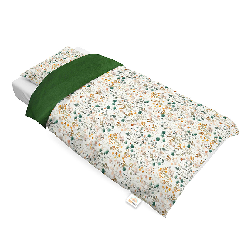 Lenjerie bumbac Little Amy Mini Flori Smarald