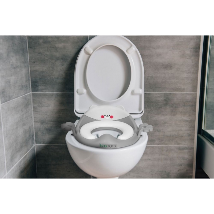 Reductor toaleta Ecotoys cu manere gri - imagine 2