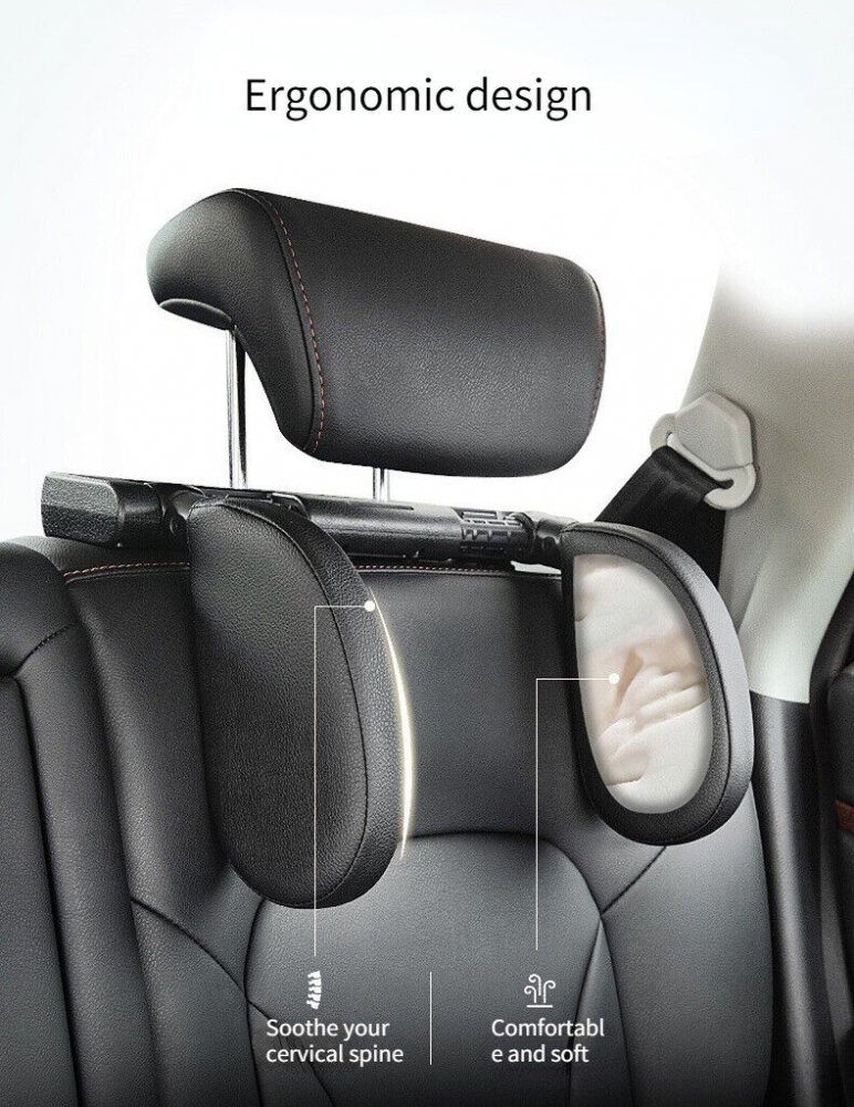 Suport Tetiera Auto Ikonka | Piele Ecologică Beige - imagine 4