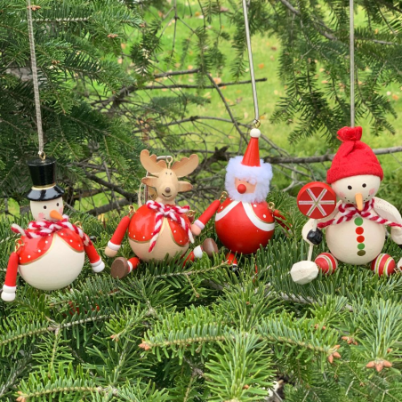 Set 4 Ornamente Brad Lemn cu Arc - Decorațiuni Magice