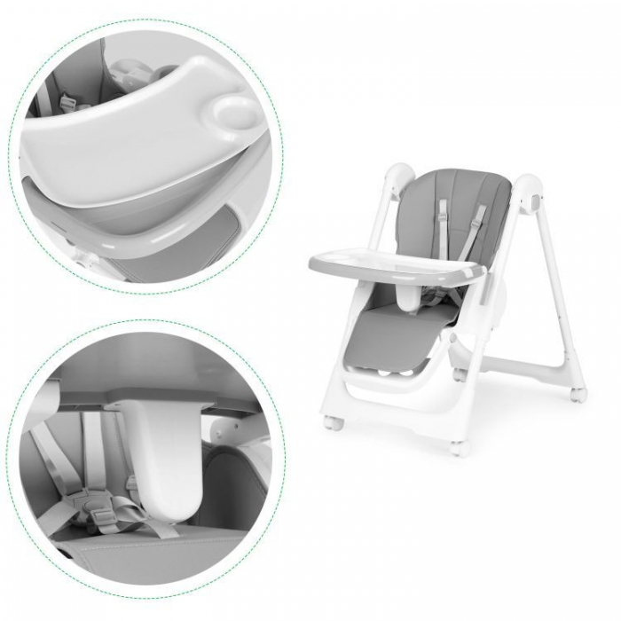 Scaun de masă Ecotoys HA-013 Gri, Stabil și Piele Eco - imagine 4