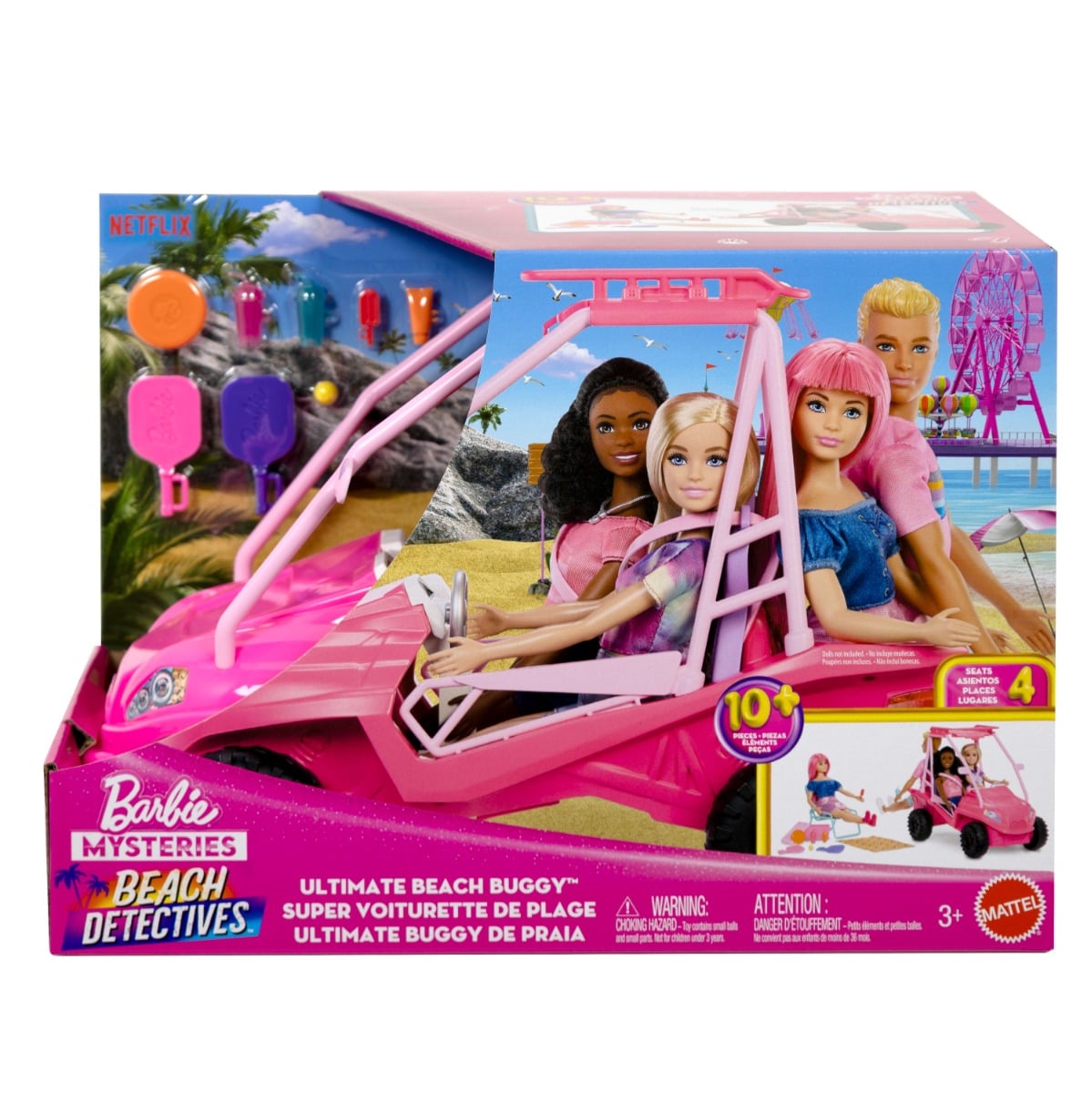 Barbie Buggy Plajă - Aventură pentru 4 Păpuși