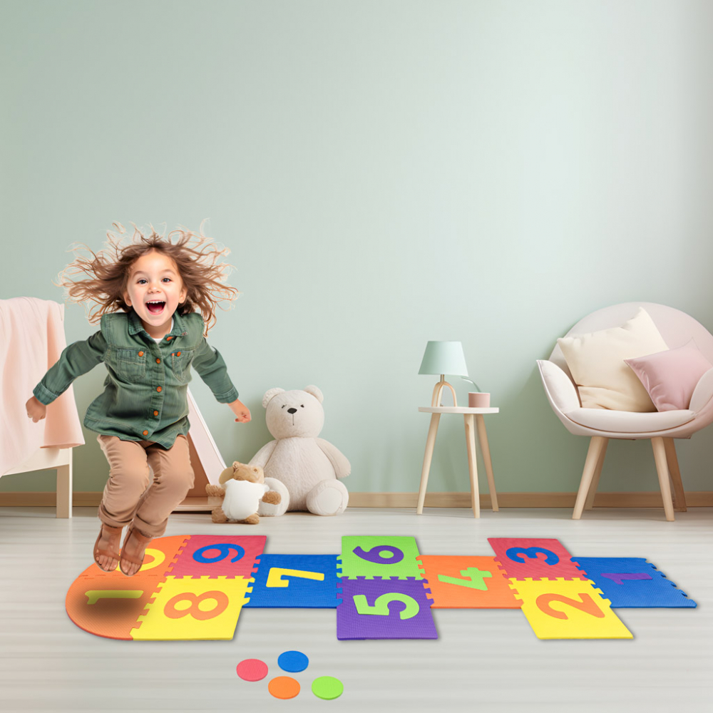 Covoraș Puzzle Spumă Ikonka, Multicolor, 11 Piese - imagine 8