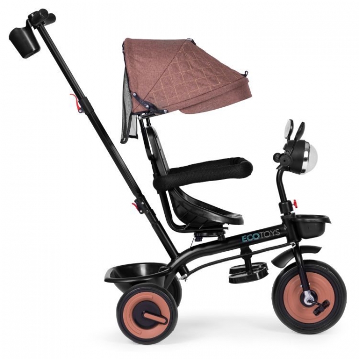 Tricicleta Ecotoys 3-in-1, scaun 360°, bej - imagine 7