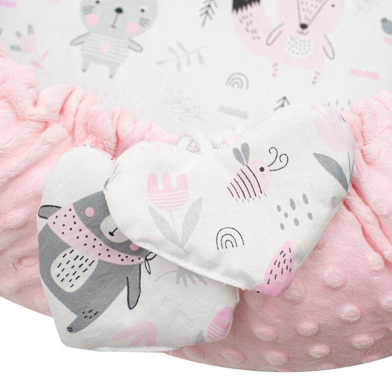 Set 3 piese New Baby Luxury Baby Nest Minky Bears Pink - imagine 3