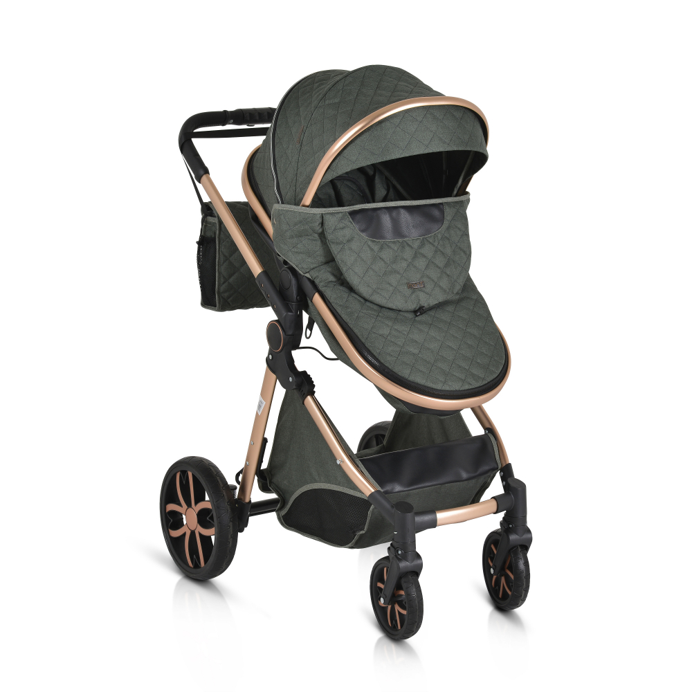 Carucior 2in1 Moni Alma Green, Reversibil, Aluminiu - imagine 3