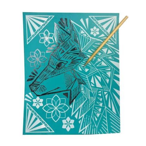 Set Creativ Ooly Geo Animals - Artă Razuită cu Strălucire - imagine 2