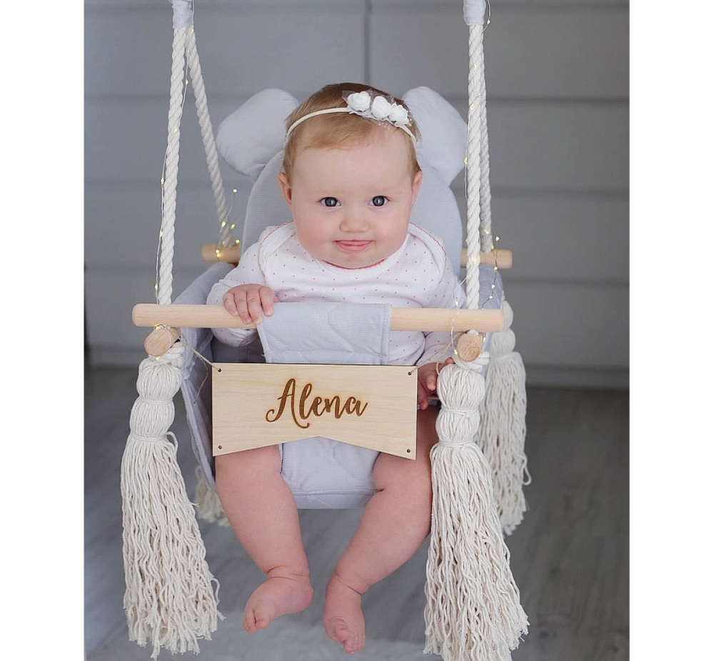 Leagan Catifea Velvet Babysteps, Gri, Perna Ursulet - imagine 2