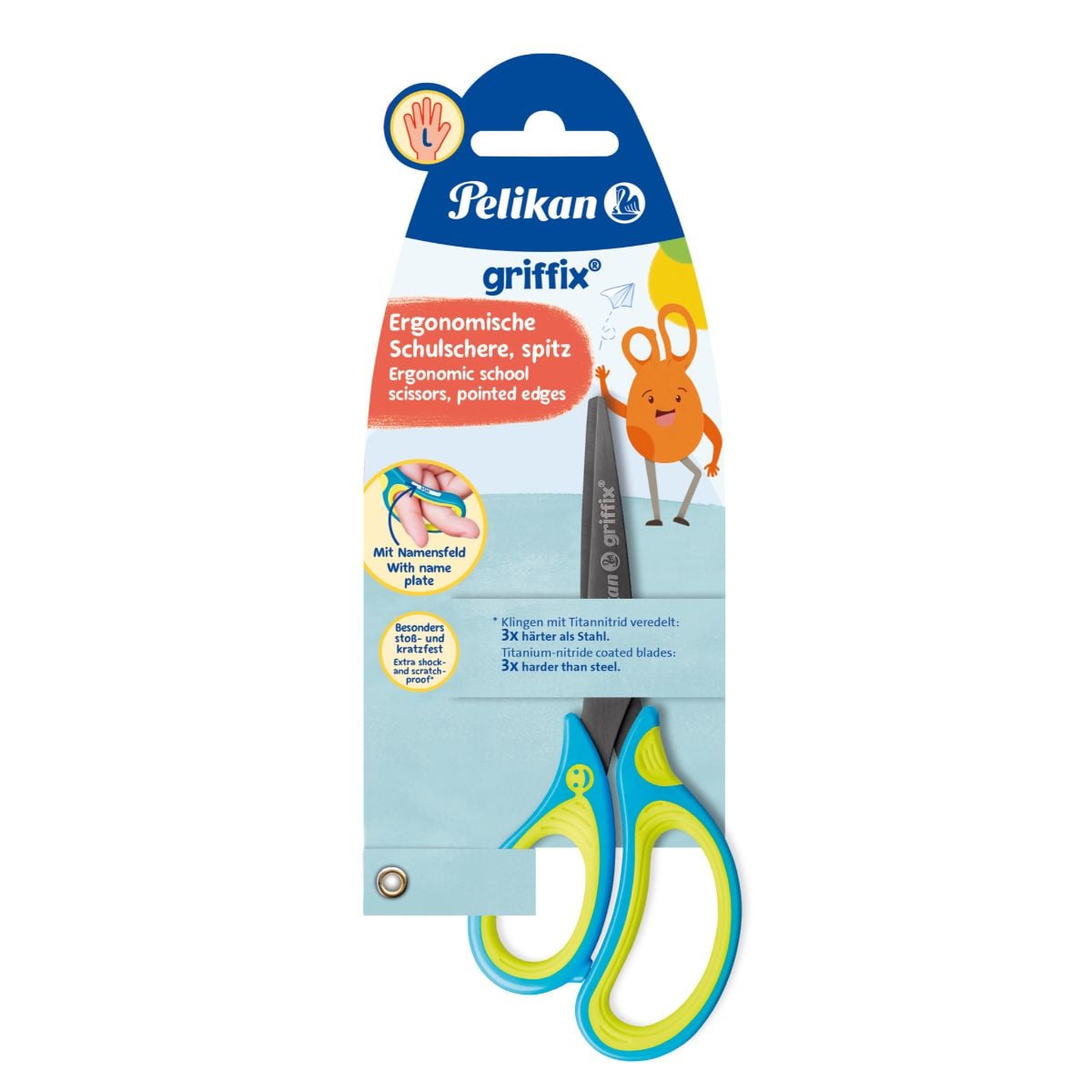 Foarfeca Pelikan Griffix Stângaci 15 cm Neon