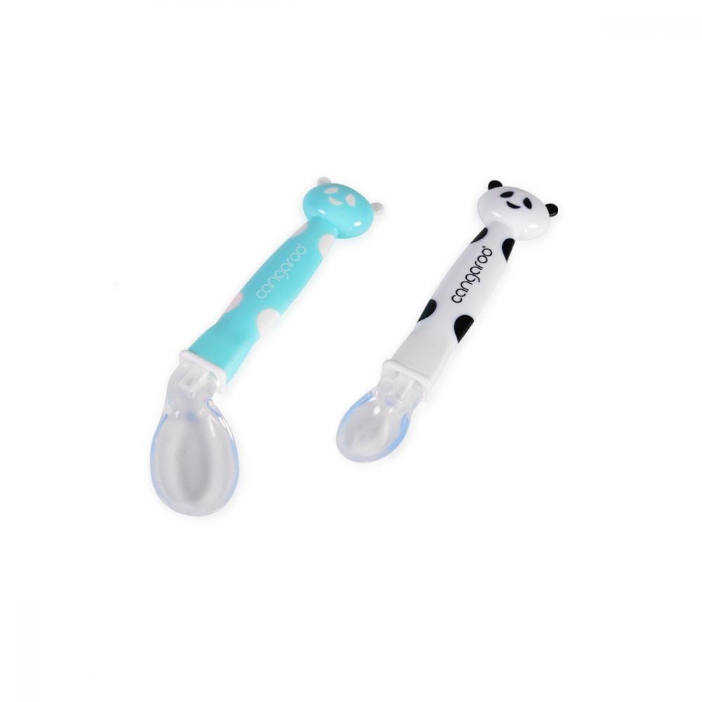 Set 2 lingurițe moi silicon Panda Boy Cangaroo