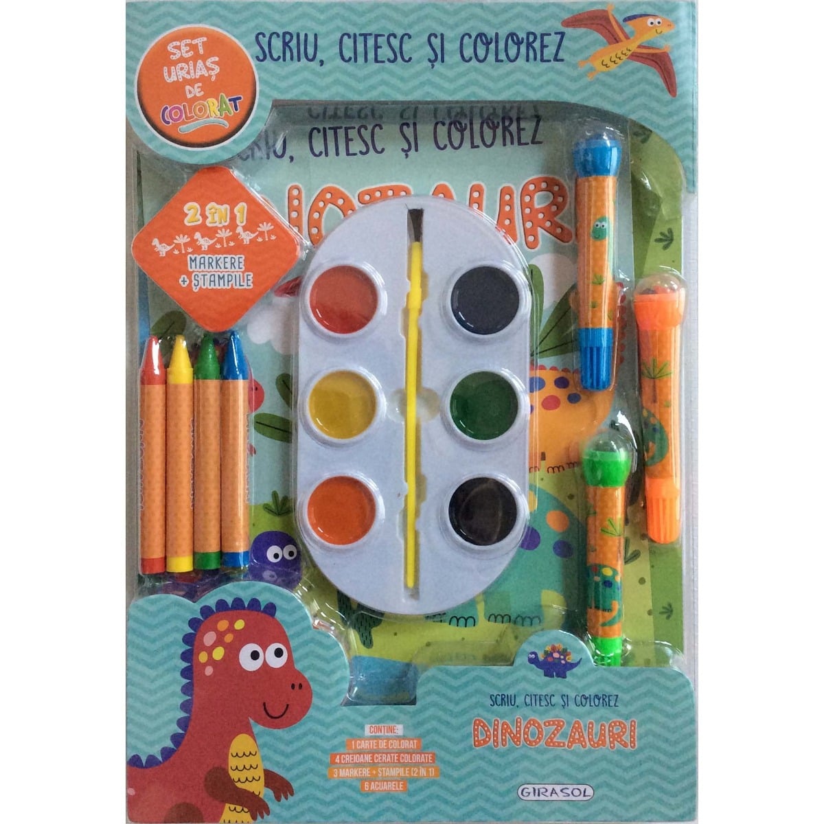 Scriu, citesc si colorez, Dinozauri - Girasol