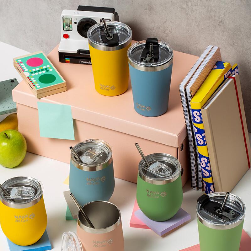 Cana Termo Nava 450ml cu Pai Verde | Stilată - imagine 4