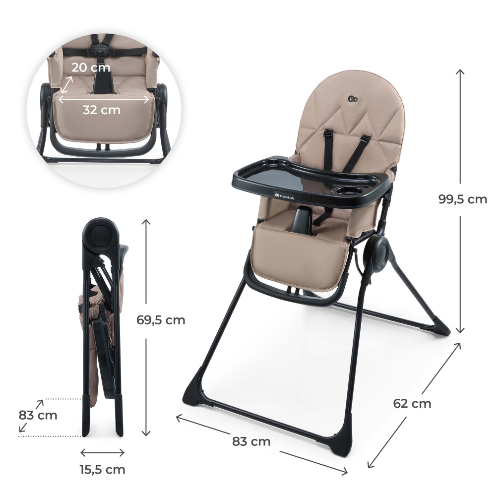 Scaun Masa Kinderkraft Binci Beige - Comfort Sigur