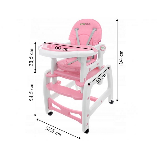 Scaun de Masa 3 în 1 Ecotoys HC-223 Roz - imagine 5