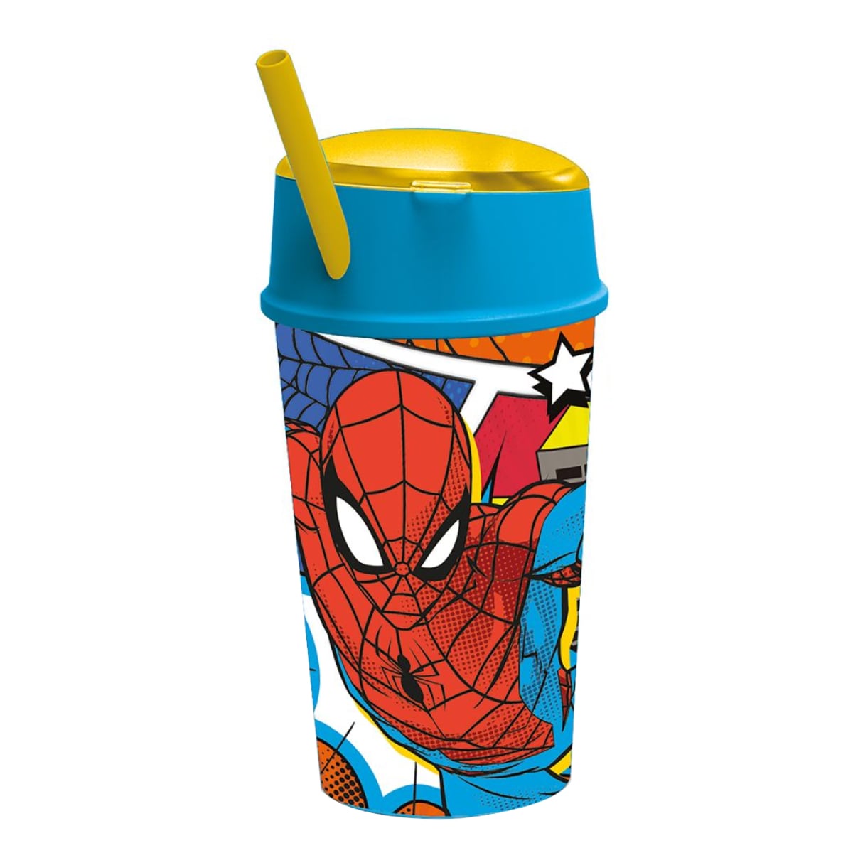 Pahar Stor Spiderman cu Pai și Compartiment 400ml