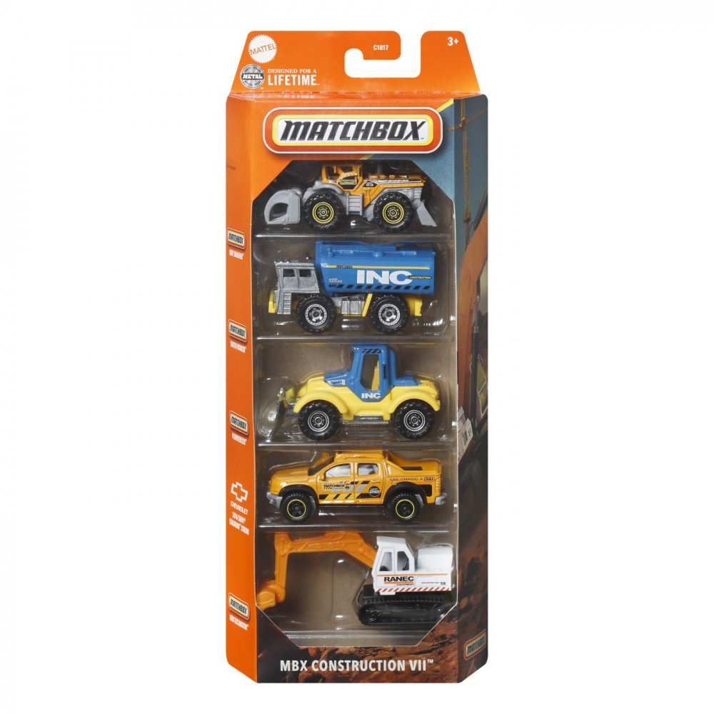 Set 5 Masinute Matchbox Construction Metal 1:64