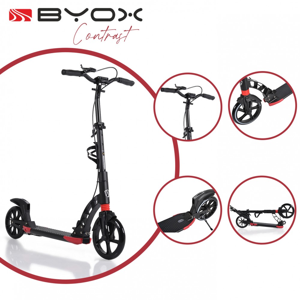 Trotineta Pliabilă Byox Contrast Black, Frână Mână