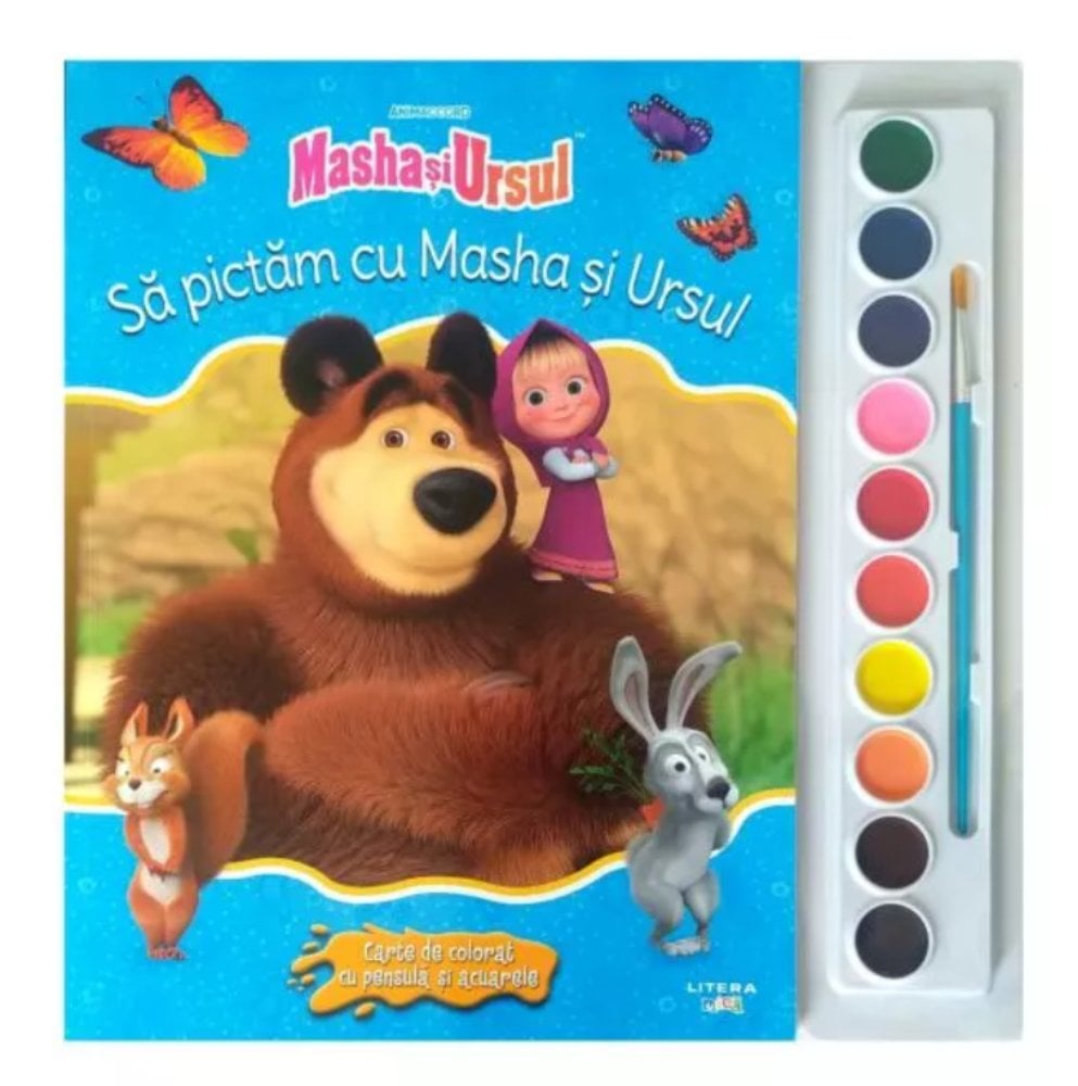 Carte Colorat Masha si Ursul cu Acuarele | Litera