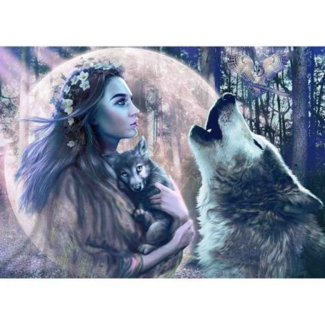 Puzzle Femeie Cu Lupi 1000 piese Ravensburger