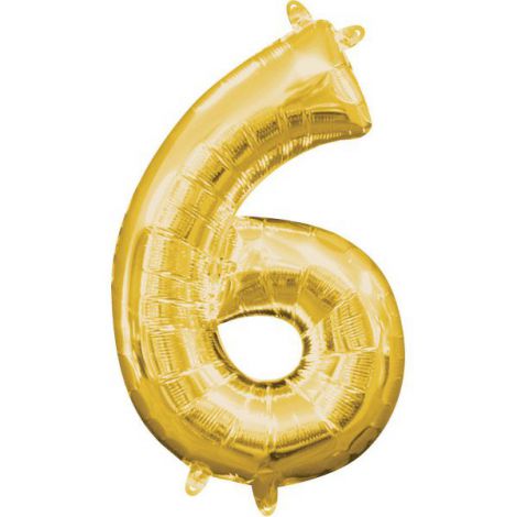 Balon Folie Auriu Cifra 6 - Amscan