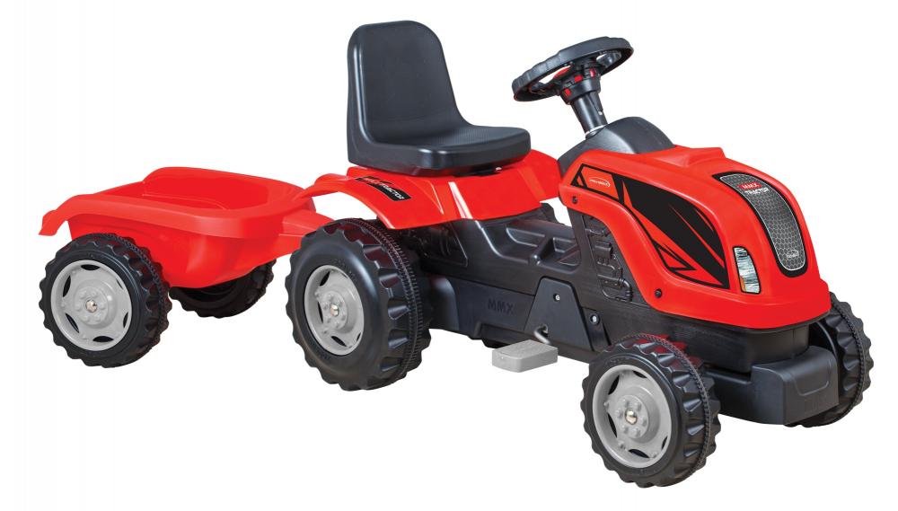 Tractor Micromax MMX Red cu pedale și remorcă - imagine 4