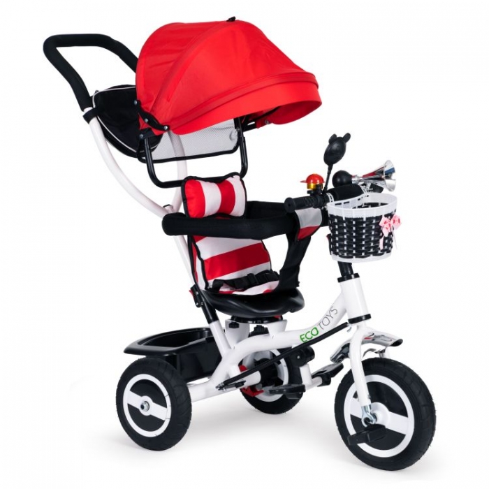 Tricicleta Ecotoys Rosu, Scaun Reversibil, 25kg - imagine 7
