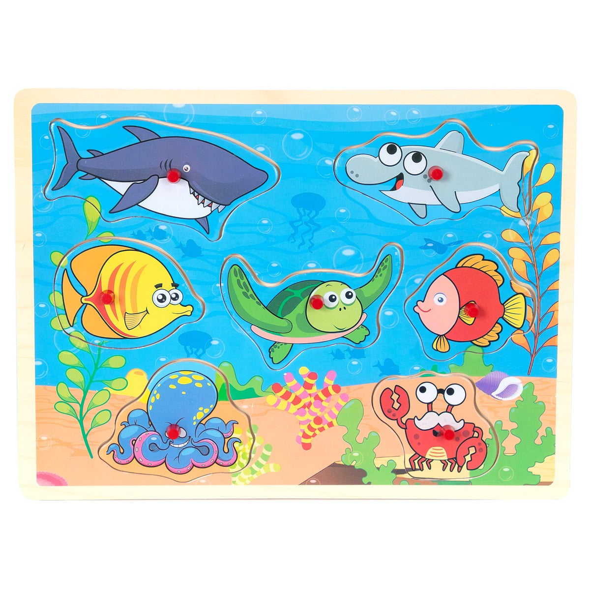 Puzzle Lemn Animale Marine Sunman 7 Piese