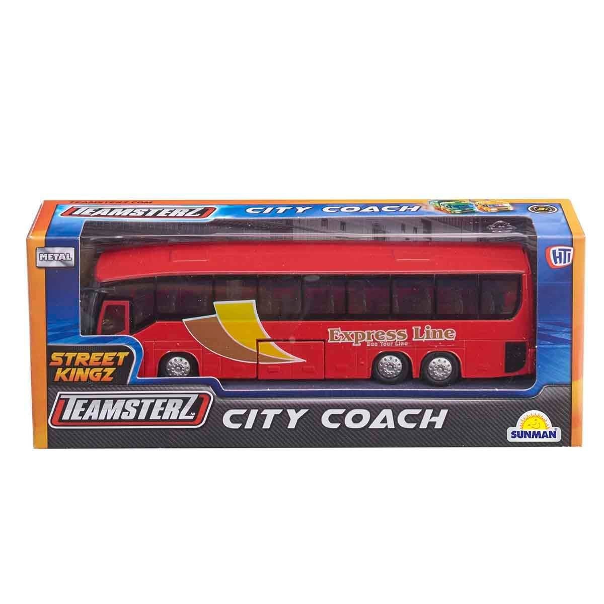 Autocar Teamsterz Roșu, Metal și Plastic, 3+