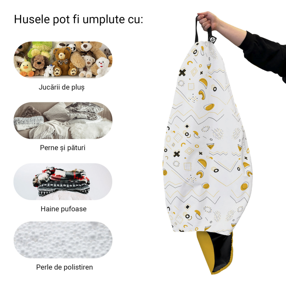 Husă Bean Bag Para XL, Alb-Galben, Updeco
