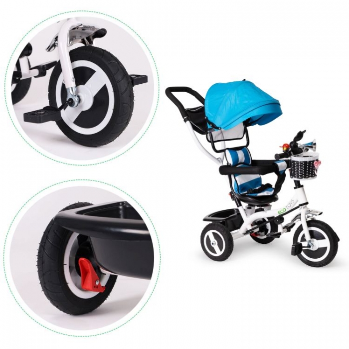 Tricicleta Ecotoys Albastru | Roti Gonflabile, 25kg - imagine 8