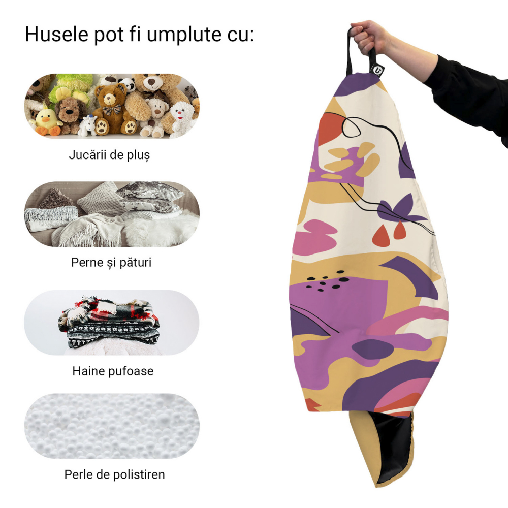 Husa Bean Bag Para XL Abstract Jungle Mov - Updeco