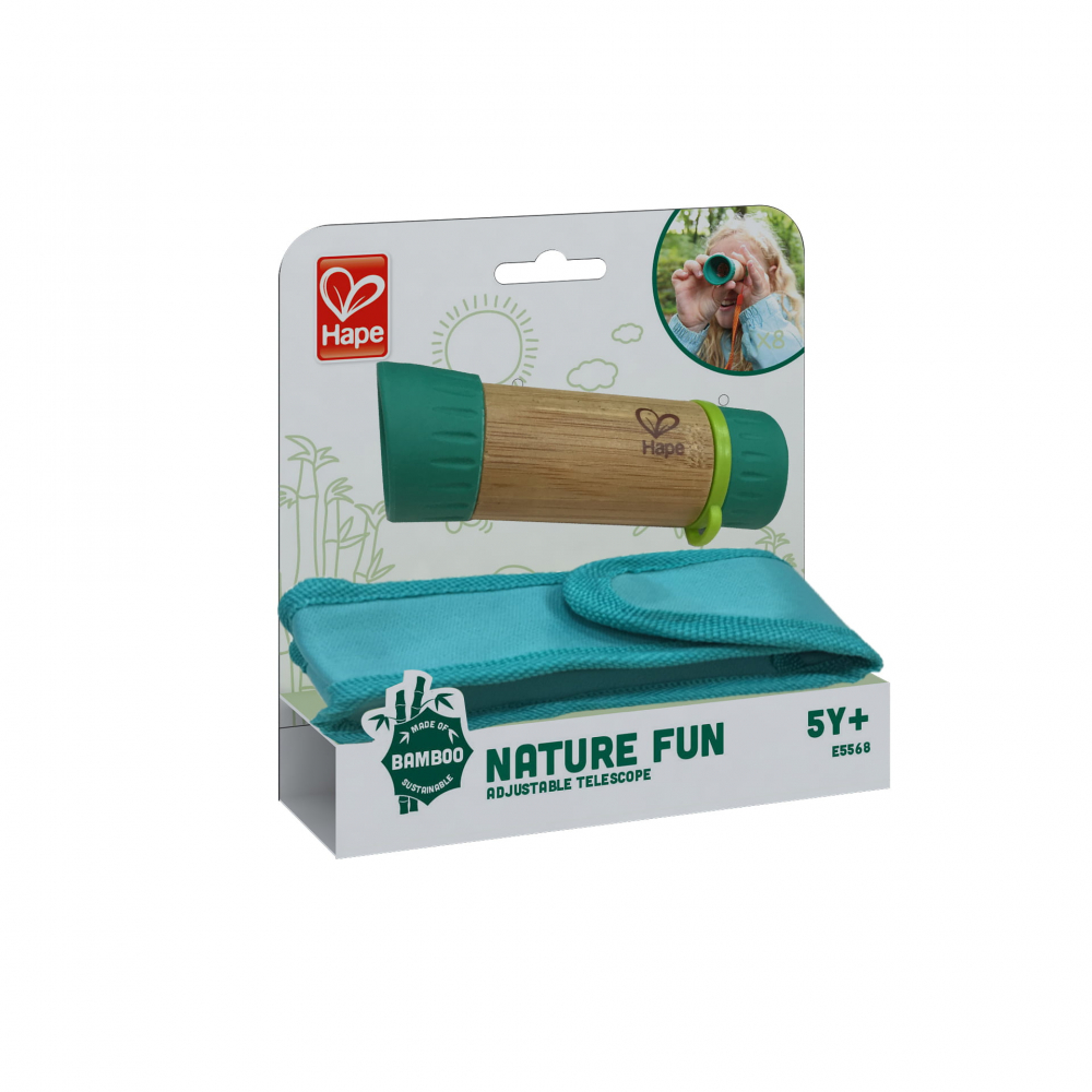 Telescop Hape din bambus, 8x, pentru exploratori +5 ani